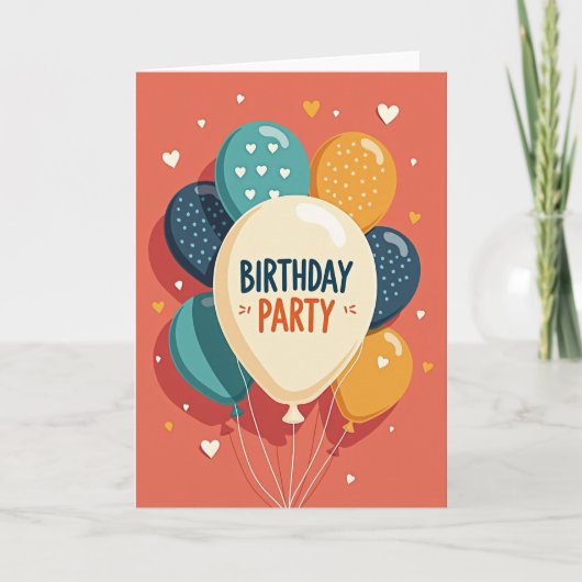 Carte d'anniversaire festive corail (Devant)