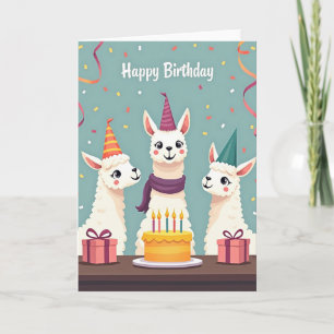 Carte d'anniversaire festive d'alpaca