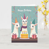 Carte d'anniversaire festive d'alpaca (Fleur jaune)