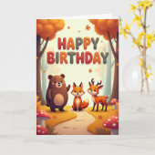 Carte d'anniversaire festive de feuillage d'automn (Fleur jaune)