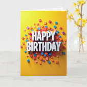 Carte d'anniversaire festive en blocs 3D (Fleur jaune)