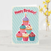 Carte d'anniversaire festive en forme de pyramide (Fleur jaune)
