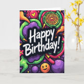Carte d'anniversaire festive néon (Fleur jaune)