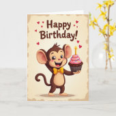Carte d'anniversaire festive pour primate (Fleur jaune)