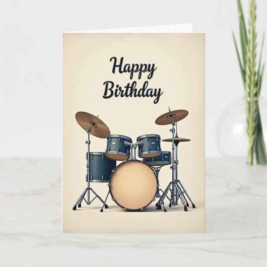 Carte d'anniversaire Festive Teal Drums (Devant)