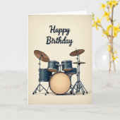 Carte d'anniversaire Festive Teal Drums (Fleur jaune)