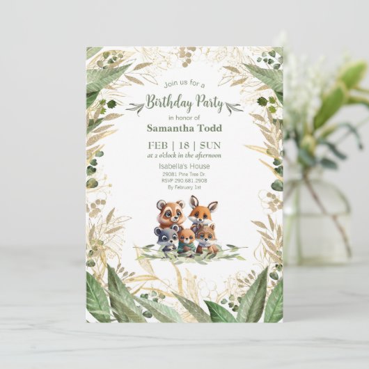 Carte d'anniversaire Fête d'anniversaire fleurie (Debout devant)