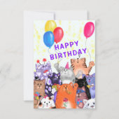 Carte d'anniversaire Fête de Chats Heureux (Devant)