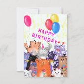 Carte d'anniversaire Fête de Chats Heureux (Dos)