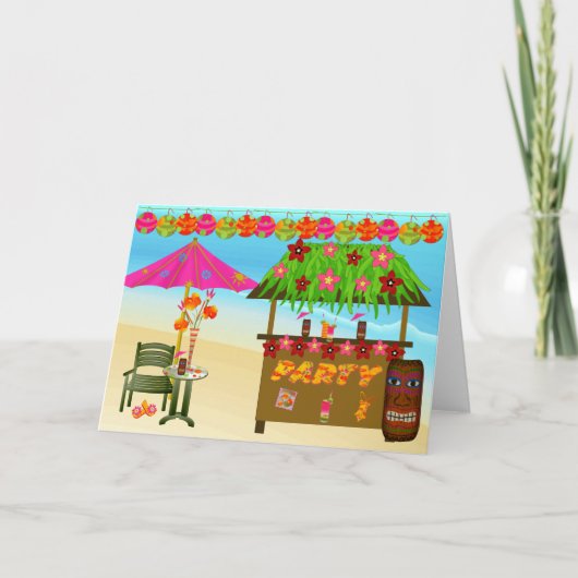 Carte d'anniversaire - Fête de plage Tropical (Devant)