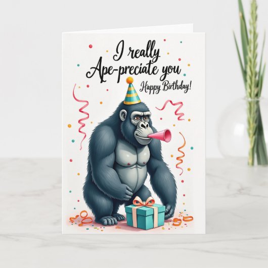 Carte d'anniversaire Fête de primate (Devant)