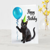 Carte d'anniversaire Fête du Chat Noir (Fleur jaune)