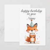 carte d'anniversaire fête du renard (Devant / Derrière)