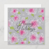 Carte d'anniversaire Fêtes Joyeuses Fleurs Éléganc (Devant / Derrière)