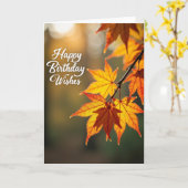 Carte d'anniversaire Feuillage Doré (Fleur jaune)