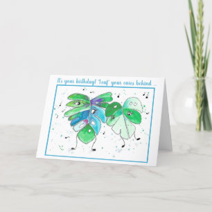Carte d'anniversaire Feuille Blue Green Dancing