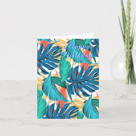 Carte d'anniversaire Feuille tropicale (Devant)