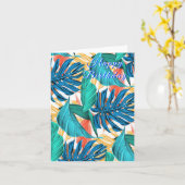 Carte d'anniversaire Feuille tropicale (Fleur jaune)
