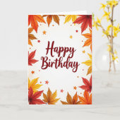 Carte d'anniversaire Feuilles Automnales (Fleur jaune)