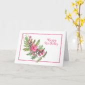 Carte d'anniversaire Feuilles d'aquarelle et fleur (Fleur jaune)