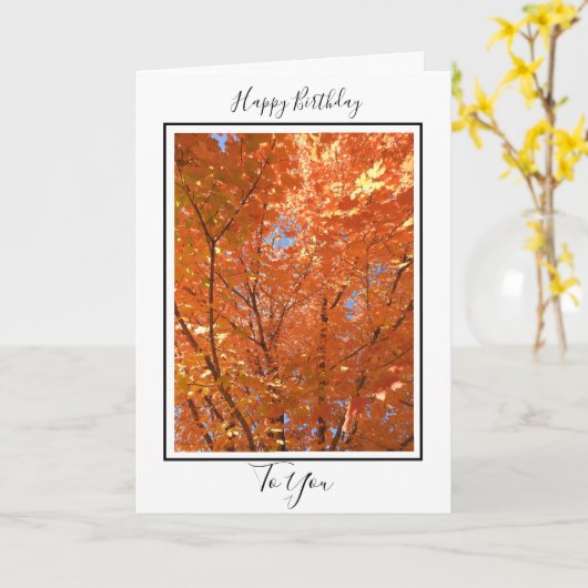 Carte d'anniversaire | Feuilles d'automne (Fleur jaune)