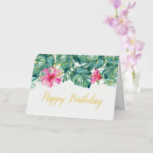 Carte d'anniversaire Feuilles tropicaux Floraux ro (Orchidée)