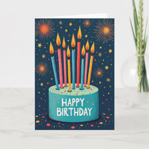Carte d'anniversaire Feux d'artifice de nuit