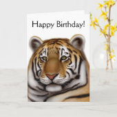 Carte d'anniversaire fière de tigre de Bengale (Fleur jaune)