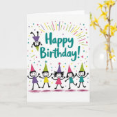 Carte d'anniversaire Figures dansantes (Fleur jaune)