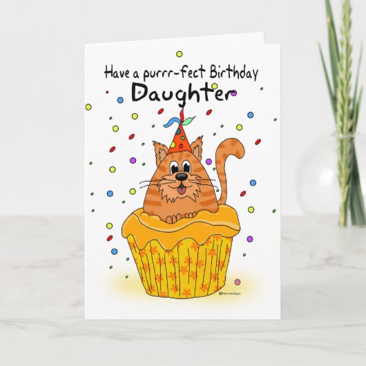 carte d'anniversaire fille avec chat cupcake ginge (Devant)