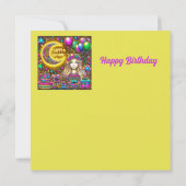 CARTE D'ANNIVERSAIRE ~ Fille avec cheveux fluoresc (Dos)
