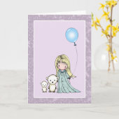 Carte d'anniversaire fille avec ours (Fleur jaune)