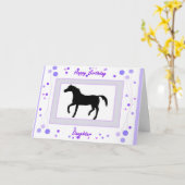 Carte d'anniversaire fille, Cheval (Fleur jaune)