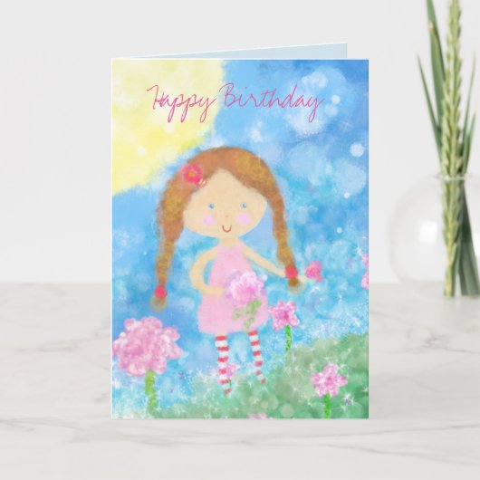 Carte d'anniversaire, fille d'anniversaire, fille (Devant)
