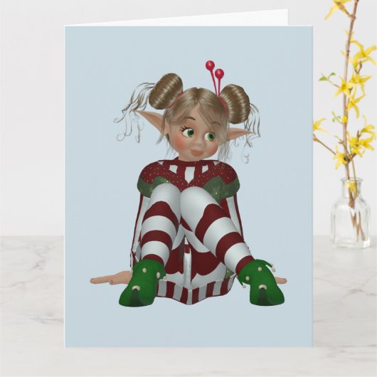 CARTE D'ANNIVERSAIRE FILLE ELF (Fleur jaune)