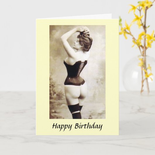 Carte d'anniversaire - Fille en Corsets (Fleur jaune)