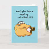 Carte d'anniversaire Fille et Chat Cozy (Devant)
