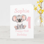 carte d'anniversaire fille Koala (Fleur jaune)