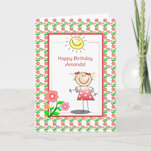 Carte d'anniversaire fille mignonne (Devant)
