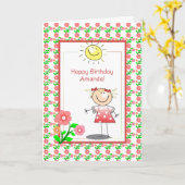 Carte d'anniversaire fille mignonne (Fleur jaune)