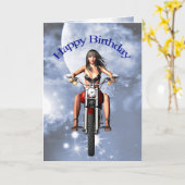 Carte d'anniversaire fille moto (Fleur jaune)
