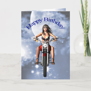 Carte d'anniversaire fille moto