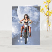 Carte d'anniversaire fille moto (Fleur jaune)