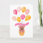 Carte d'anniversaire fille Ours en peluche mignonn (Devant)