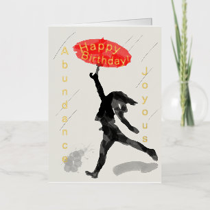 Carte d'anniversaire Fille Rouge parapluie Foil Pe