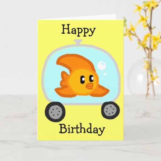 Carte d'anniversaire Fish 2.0 (Fleur jaune)
