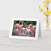 Carte d'anniversaire Flamant rose (Fleur jaune)