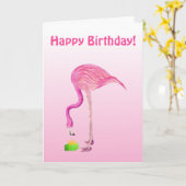Carte d'anniversaire Flamant rose (Fleur jaune)