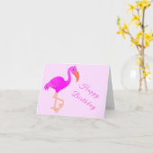Carte d'anniversaire Flamant rose rose - personnal (Fleur jaune)