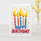 Carte d'anniversaire Flamme Colorée (Fleur jaune)